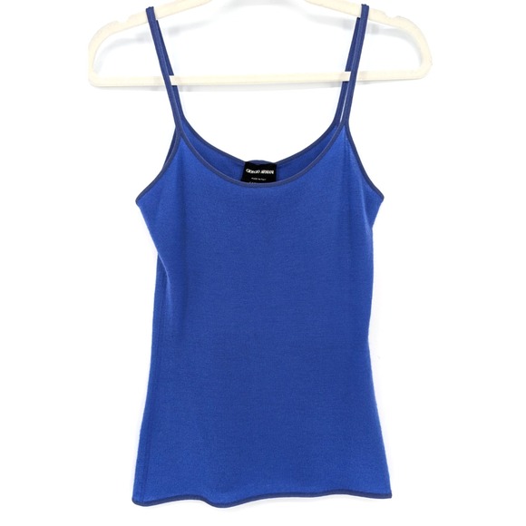 VTG Y2K Giorgio Armani Cashmere Camisole Cobalt Blue 42 Luxury Minimalist Cozy - Picture 2 of 10